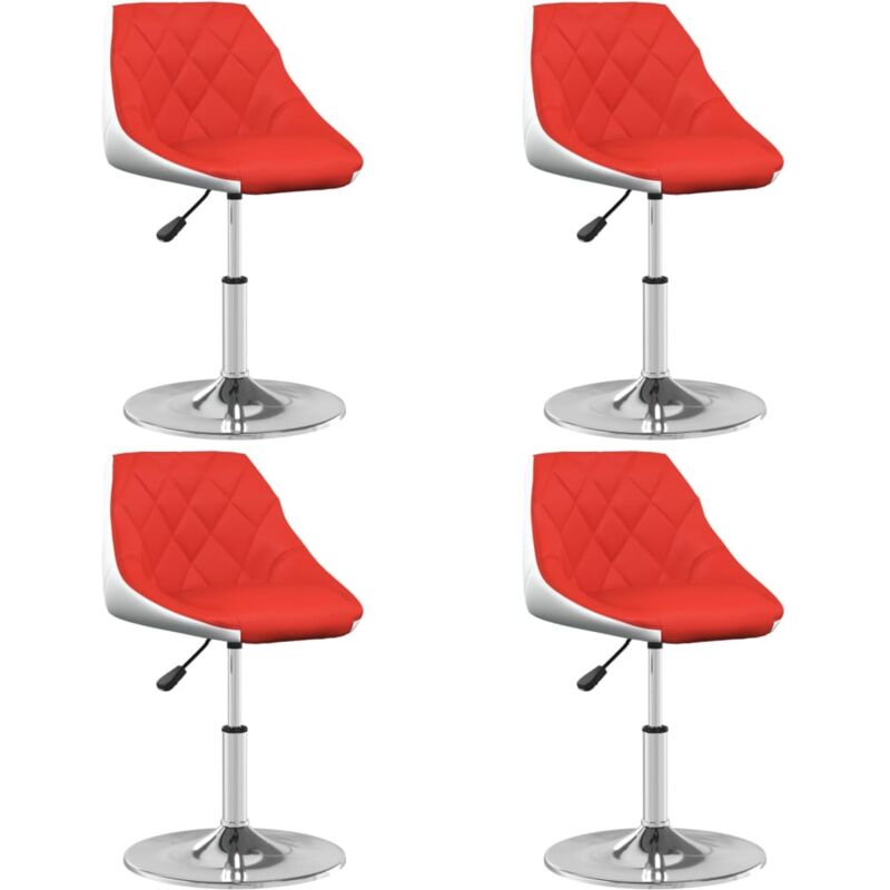 

vidaXL Silla comedor giratoria 4 uds cuero sintético rojo blanco - Rojo