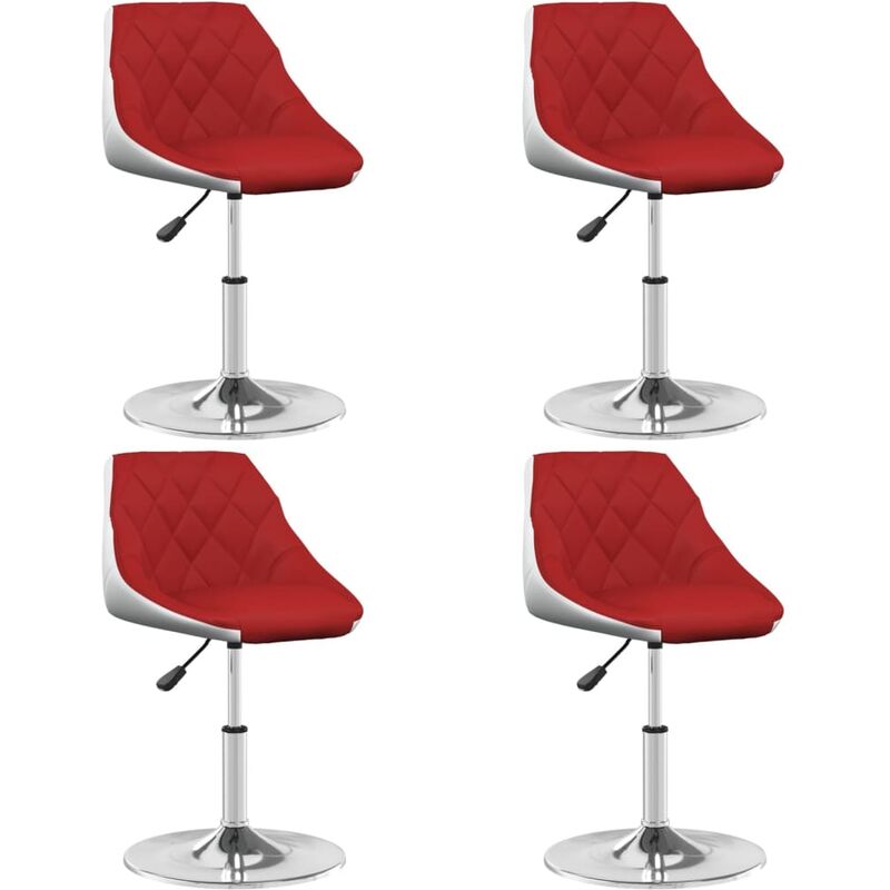 

vidaXL Silla comedor giratoria 4 uds cuero sintético rojo vino blanco - Rojo