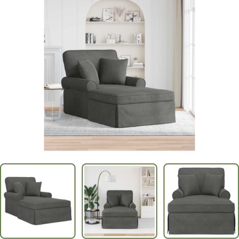 vidaXL Silla con falda -  Chaise Lounge con Falda 3 pcs Gris oscuro Tela de Pana