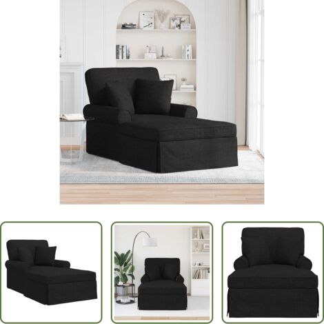 vidaXL Silla con falda -  Chaise Lounge con Falda con cojín con almohada 3 pcs Negro tela