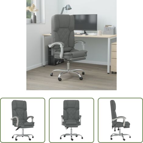 vidaXL Silla con masaje -  Silla de oficina reclinable con masaje de tela gris oscuro
