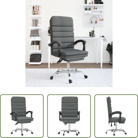 vidaXL Silla con masaje -  Silla de oficina reclinable con masaje de tela gris oscuro