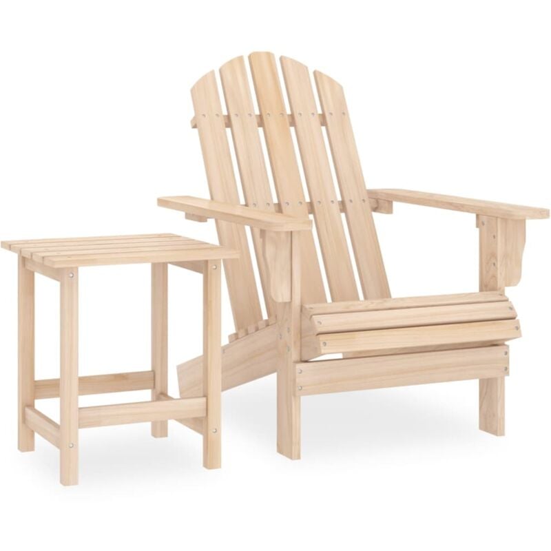 

vidaXL Silla con otomana y mesa jardín Adirondack abeto macizo - Crema