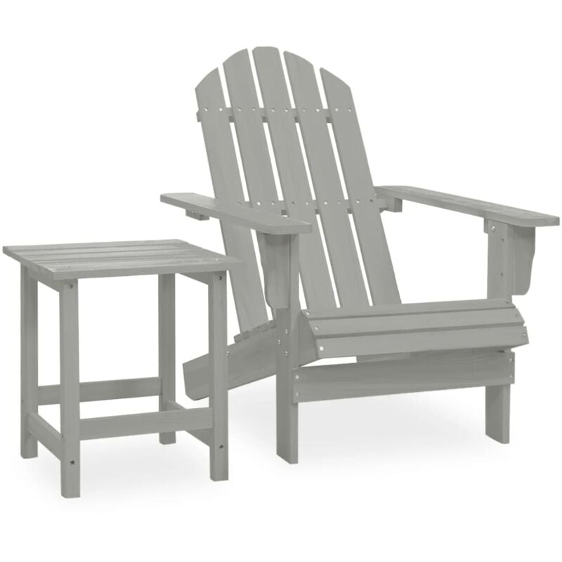 

vidaXL Silla con otomana y mesa jardín Adirondack abeto macizo gris - Gris