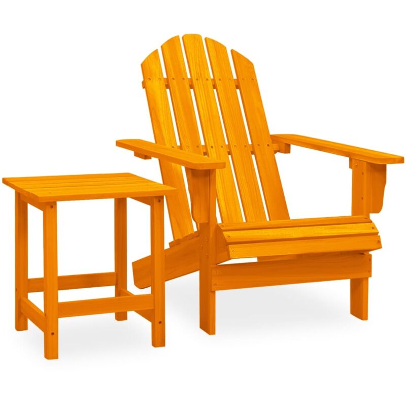 

Vidaxl - Silla con otomana y mesa jardín Adirondack abeto macizo naranja - Naranja