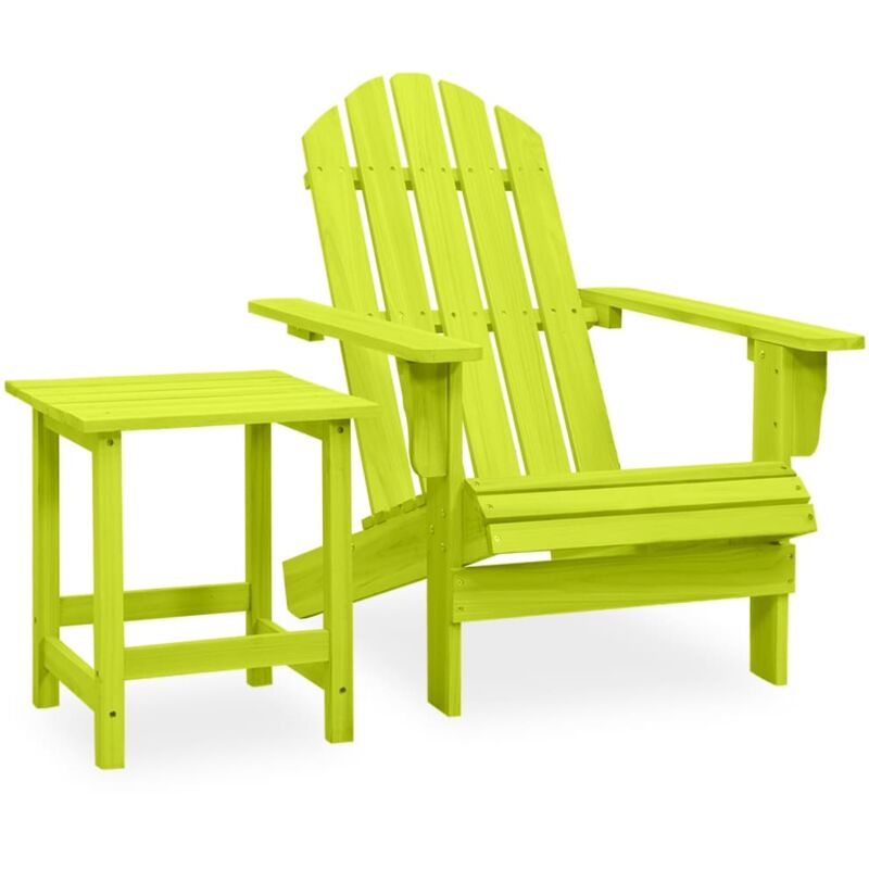 

Vidaxl - Silla con otomana y mesa jardín Adirondack abeto macizo verde - Verde