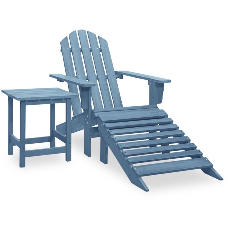 

Vidaxl - Silla con otomana y mesa jardín Adirondack macizo abeto azul - Azul