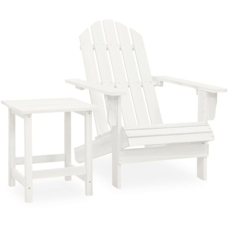 

Vidaxl - Silla con otomana y mesa jardín Adirondack macizo abeto blanco - Blanco