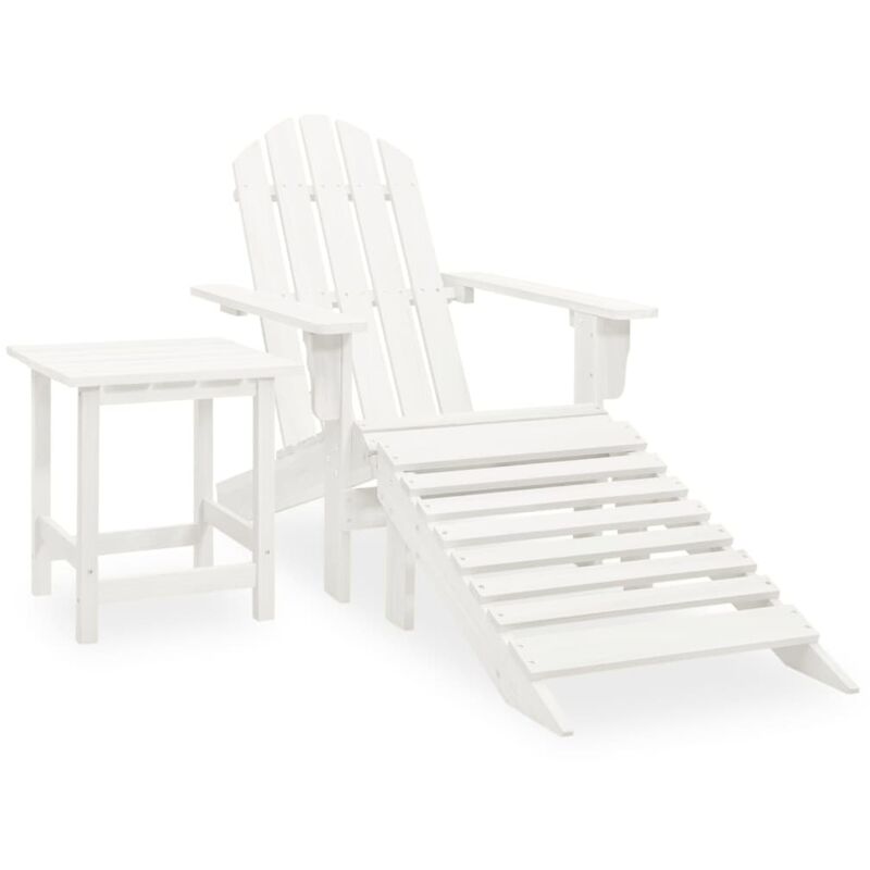

vidaXL Silla con otomana y mesa jardín Adirondack macizo abeto blanco - Blanco