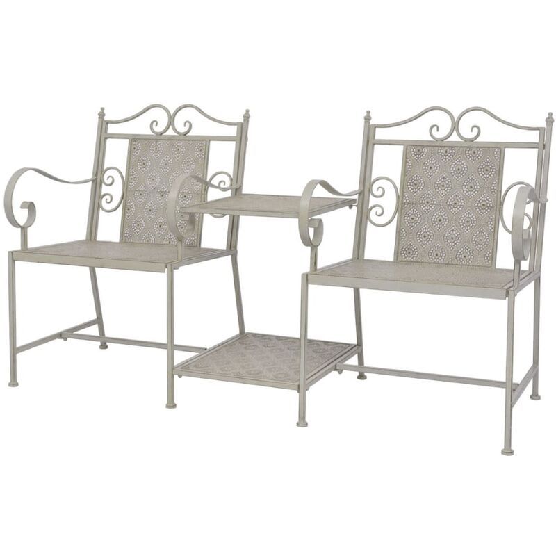

vidaXL Banco de 2 asientos 161 cm acero gris - Gris