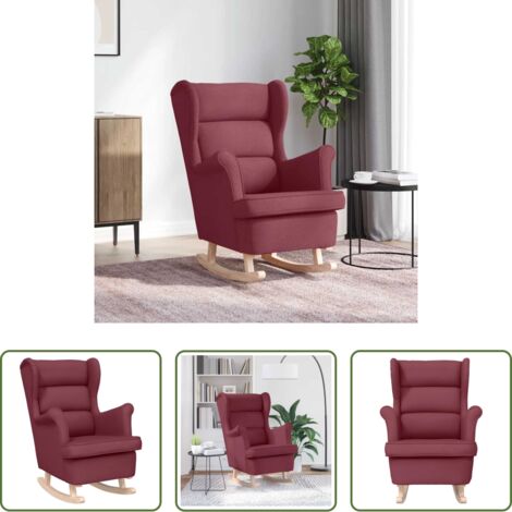 vidaXL Silla de balanceo -  Silla mecedora de tela rojo vino tinto 74x90x102 cm