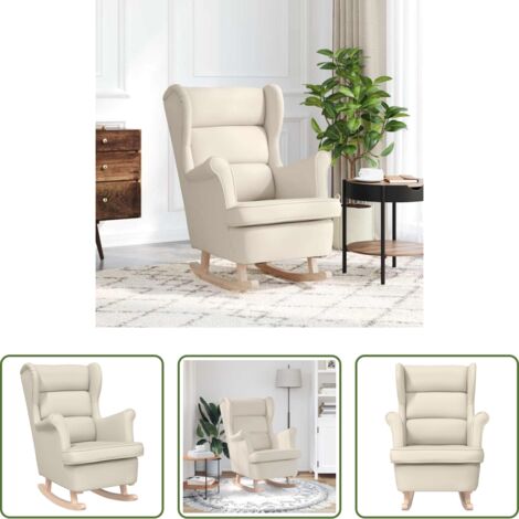 vidaXL Silla de balancín -  Silla mecedora de lino blanco 74x90x102 cm