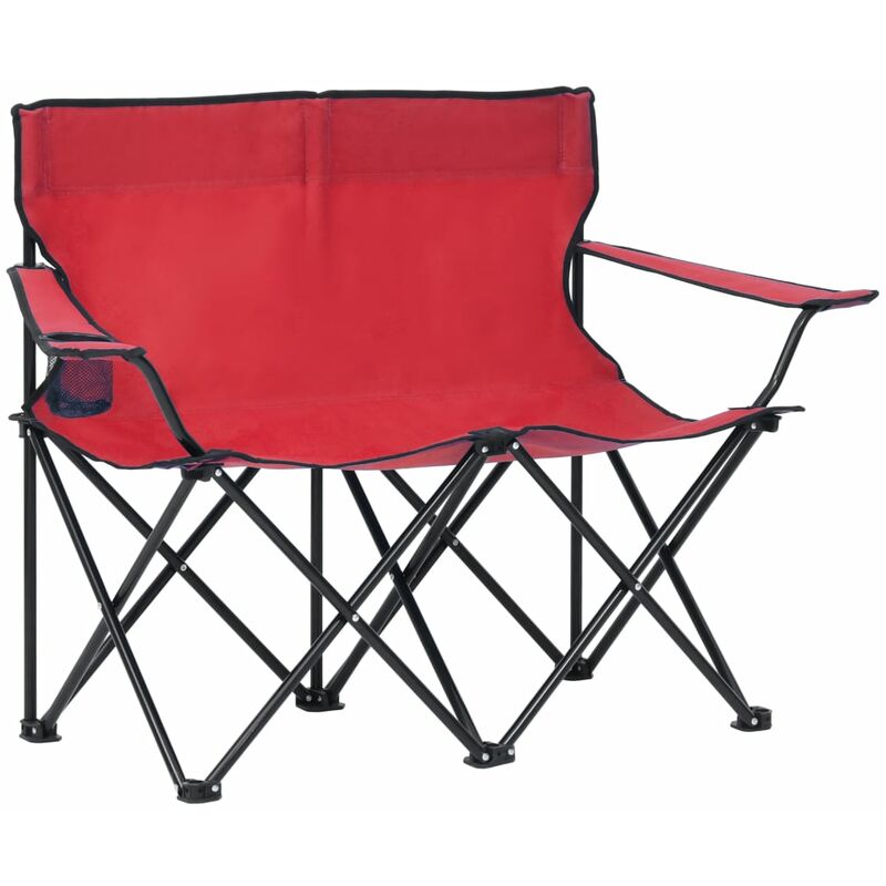 

vidaXL Silla de camping plegable de 2 plazas acero y tela rojo - Rojo