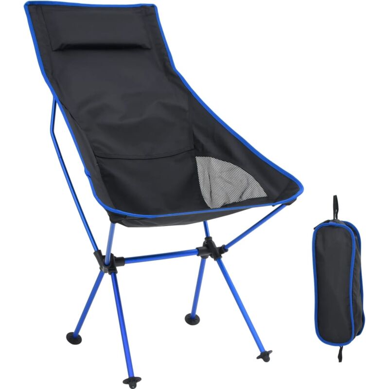 

vidaXL Silla de camping plegable PVC y aluminio negro - Negro