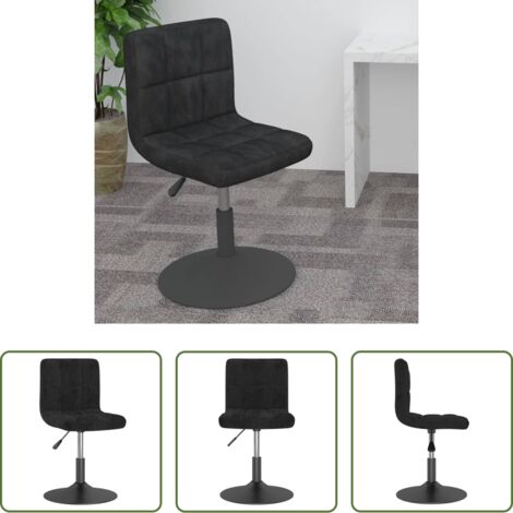 vidaXL Silla de cocina ajustable -  Taburete de cocina giratorio de terciopelo negro