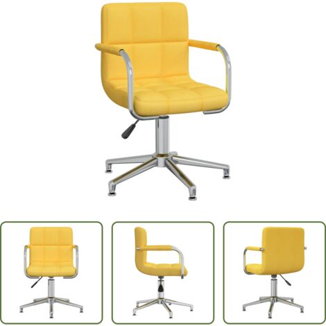 vidaXL Silla de cocina -  Silla de comedor giratoria de tela amarilla mostaza