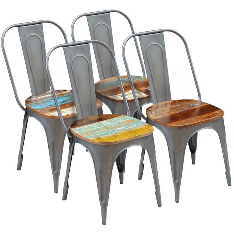 

vidaXL Sillas de Comedor Madera Maciza Reciclada 4 Unidades - Marrón