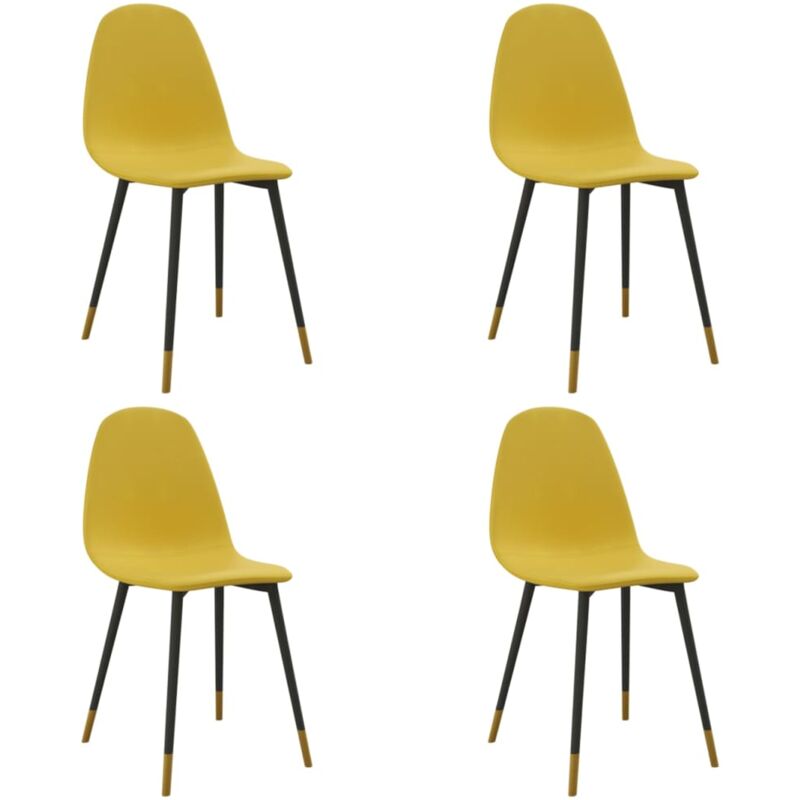

vidaXL Sillas de comedor tela 4 uds amarillo mostaza - Amarillo