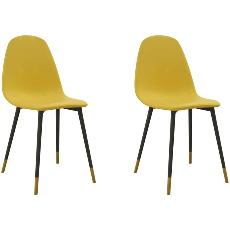 

vidaXL Sillas de comedor tela 2 uds amarillo mostaza - Amarillo