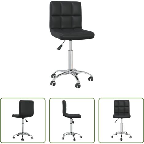 vidaXL Silla de comedor ajustable -  Silla de comedor giratoria cuero sintético negro