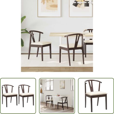 vidaXL Silla de comedor con cojín -  Silla de comedor 2 pcs Marrón claro y claro