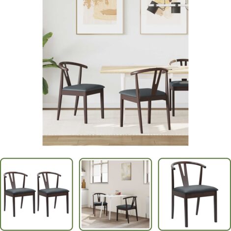 vidaXL Silla de comedor con cojín -  Silla de comedor 2 pcs Marrón claro y negro