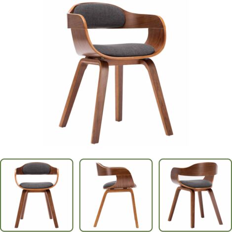 vidaXL Silla de comedor de madera curvada -  Silla de comedor tela y madera curvada gris oscuro