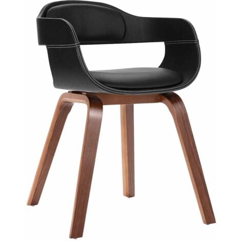 vidaXL Silla de comedor de madera curvada y cuero sintético