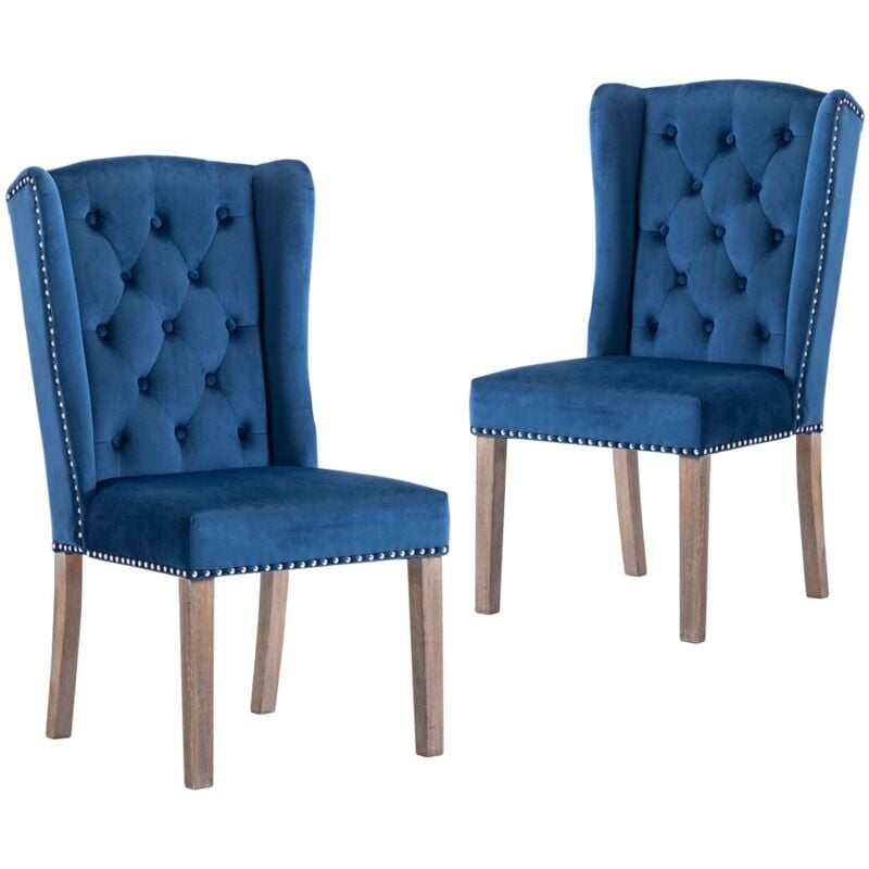 

Silla de Comedor de Terciopelo 2 Unidades Azul - Azul - Vidaxl