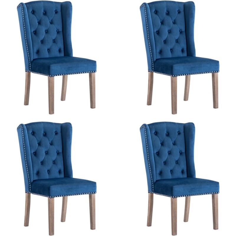 

Silla de Comedor de Terciopelo 4 Unidades Azul - Azul - Vidaxl