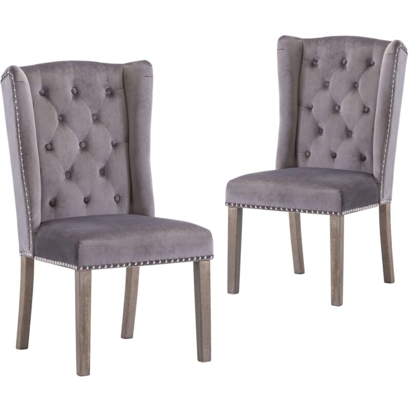 

vidaXL Silla de Comedor de Terciopelo 2 Unidades Gris - Gris