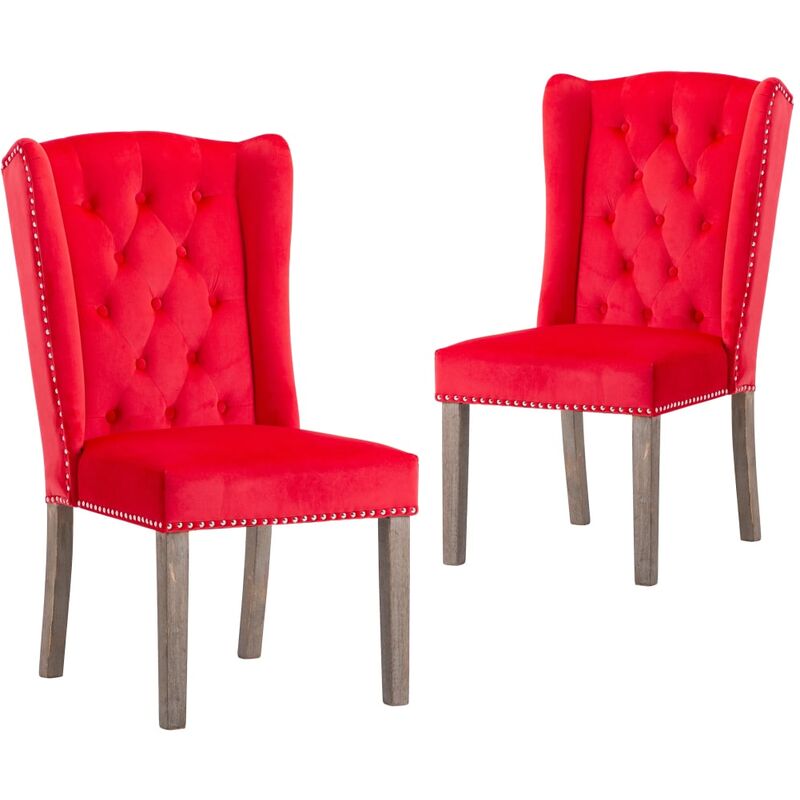 

Silla de Comedor de Terciopelo 2 Unidades Rojo - Rojo - Vidaxl