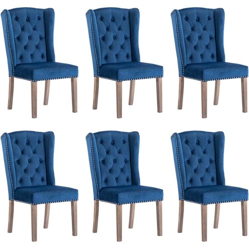 

Silla de Comedor de Terciopelo 6 Unidades Azul - Azul - Vidaxl
