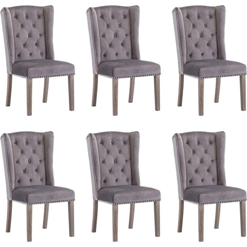 

Silla de Comedor de Terciopelo 6 Unidades Gris - Gris - Vidaxl
