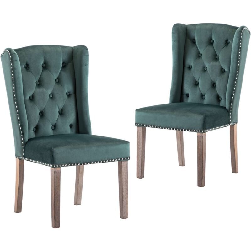 

Silla de Comedor de Terciopelo 2 Unidades Verde Oscuro - Verde - Vidaxl