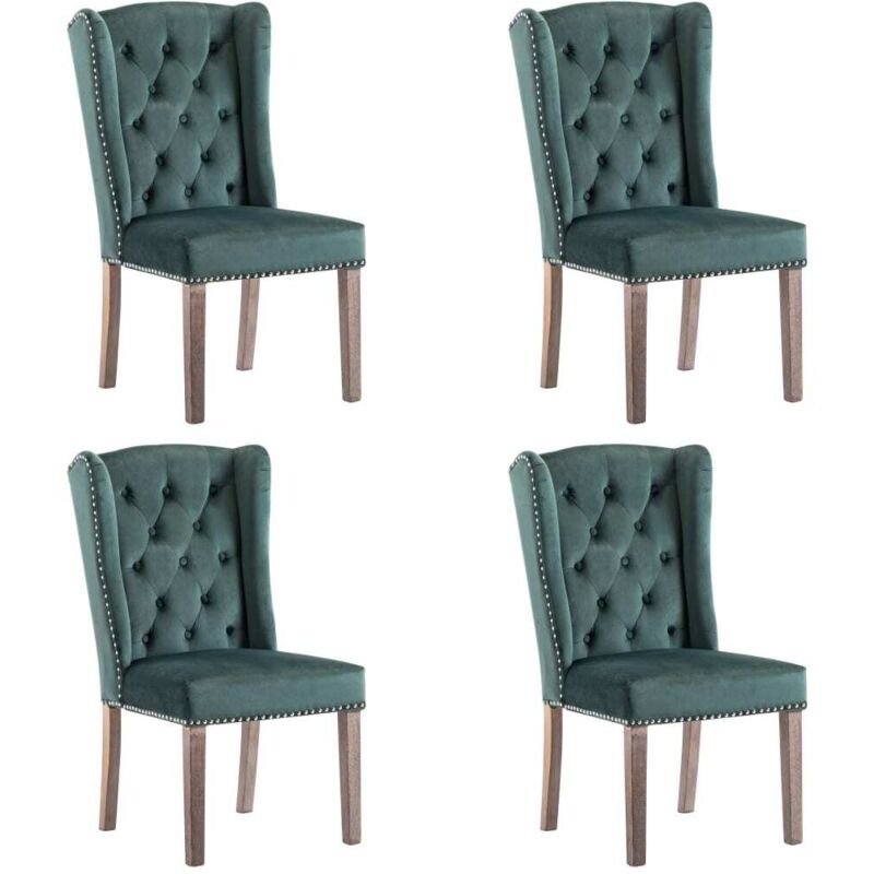 

Silla de Comedor de Terciopelo 4 Unidades Verde Oscuro - Verde - Vidaxl