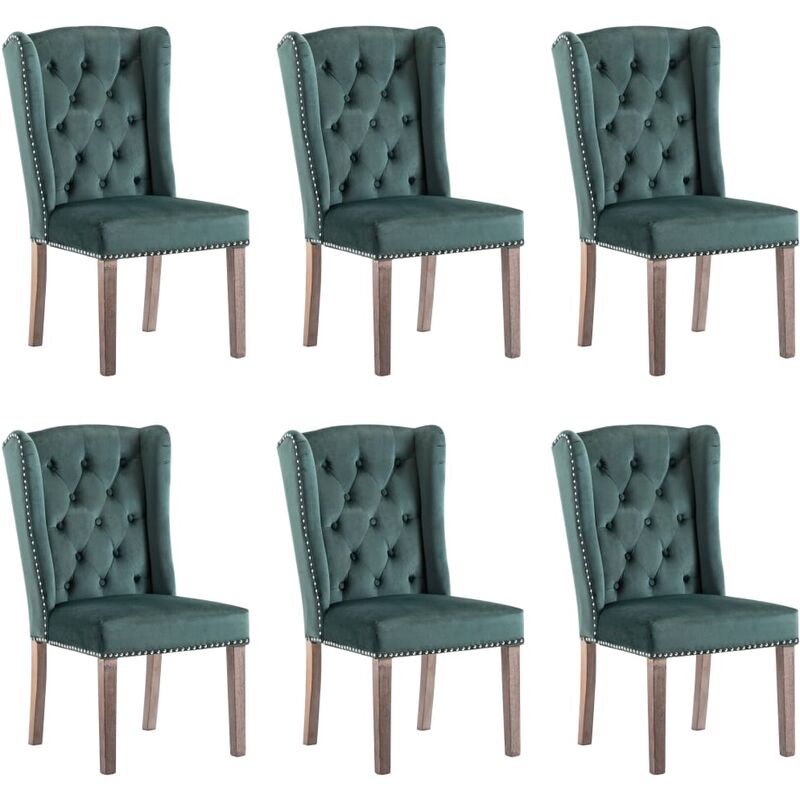 

Silla de Comedor de Terciopelo 6 Unidades Verde Oscuro - Verde - Vidaxl
