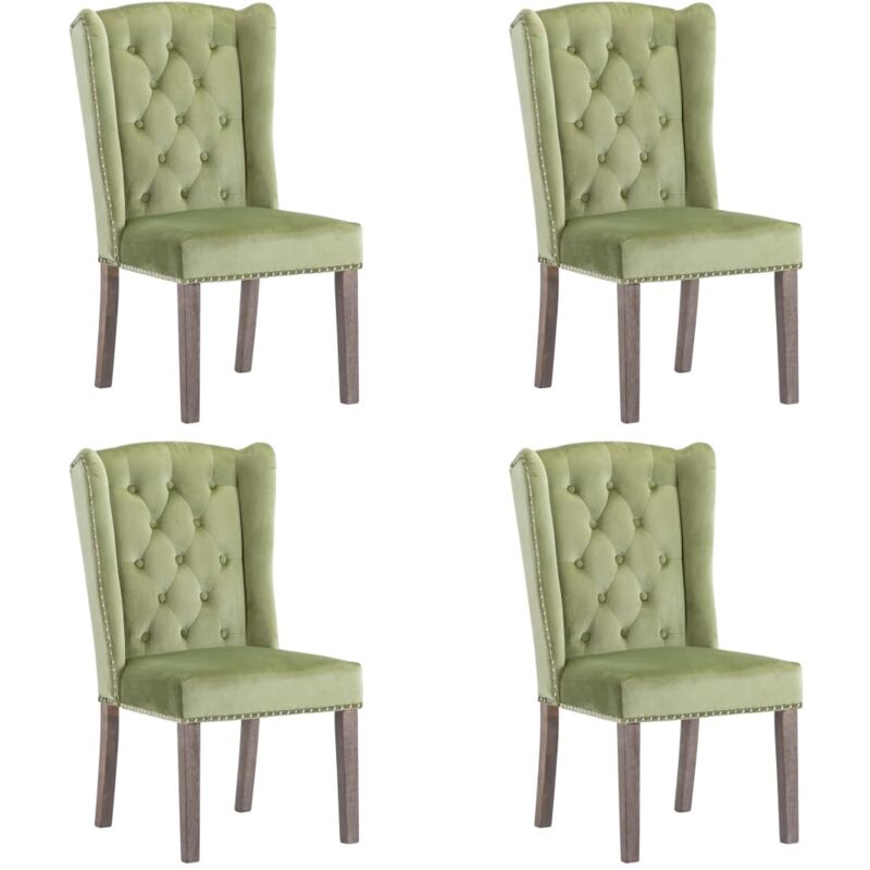 

vidaXL Silla de Comedor de Terciopelo 4 Unidades Verde Claro - Verde