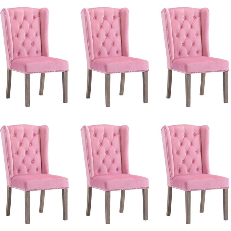 

Silla de Comedor de Terciopelo 6 Unidades Rosa - Rosa - Vidaxl