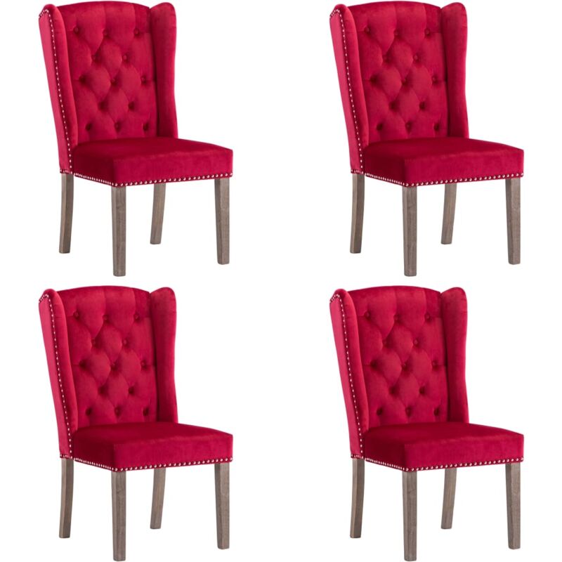 

Silla de Comedor de Terciopelo 4 Unidades Vino Tinto - Rojo - Vidaxl