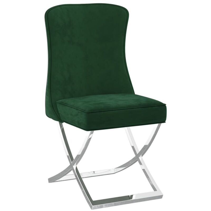 

vidaXL Silla de comedor terciopelo acero inox 53x52x98 cm verde oscuro - Verde