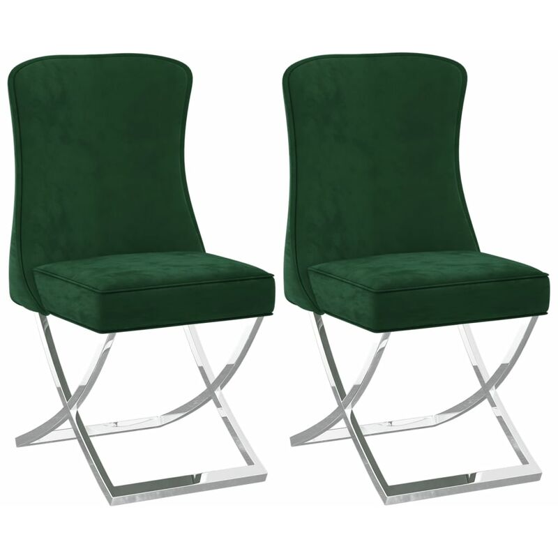 

vidaXL Sillas de comedor terciopelo acero inox 53x52x98cm verde 2 uds - Verde