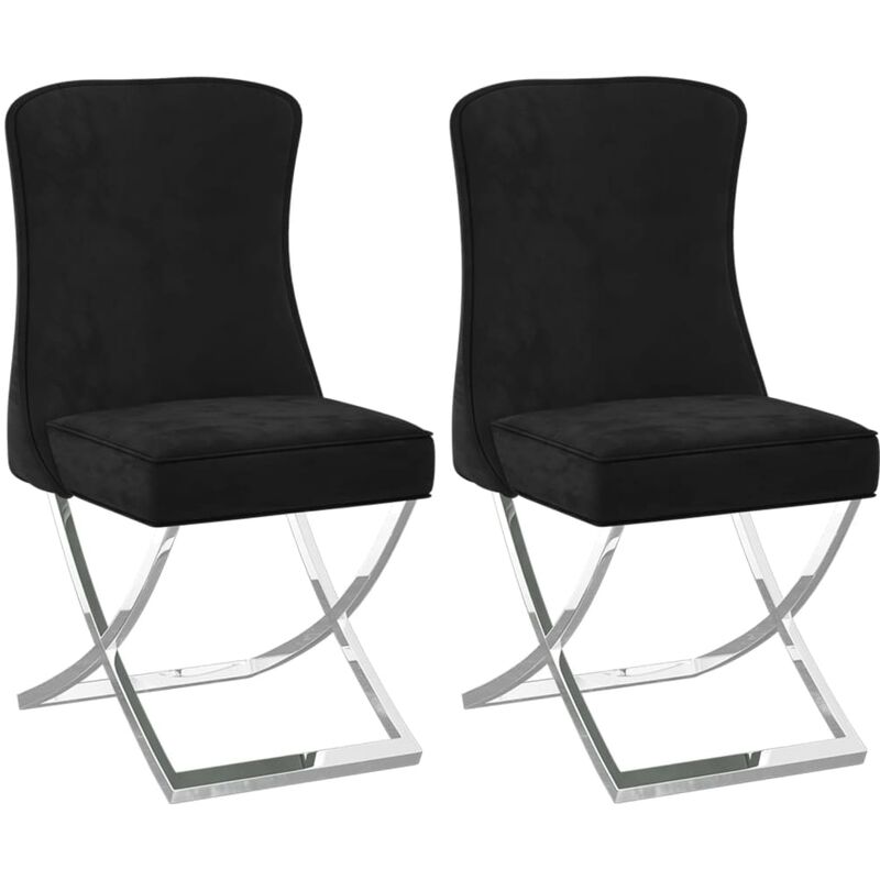 

Sillas de comedor terciopelo acero inox 53x52x98 cm negro 2 uds - Negro - Vidaxl