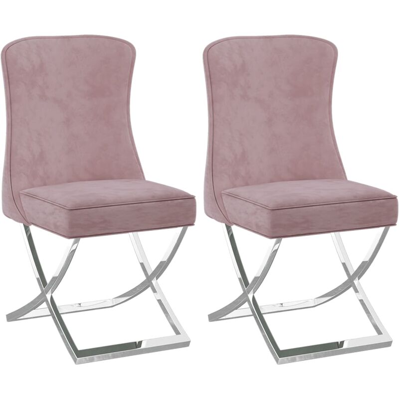 

Sillas de comedor terciopelo acero inox 53x52x98 cm rosa 2 uds - Rosa - Vidaxl