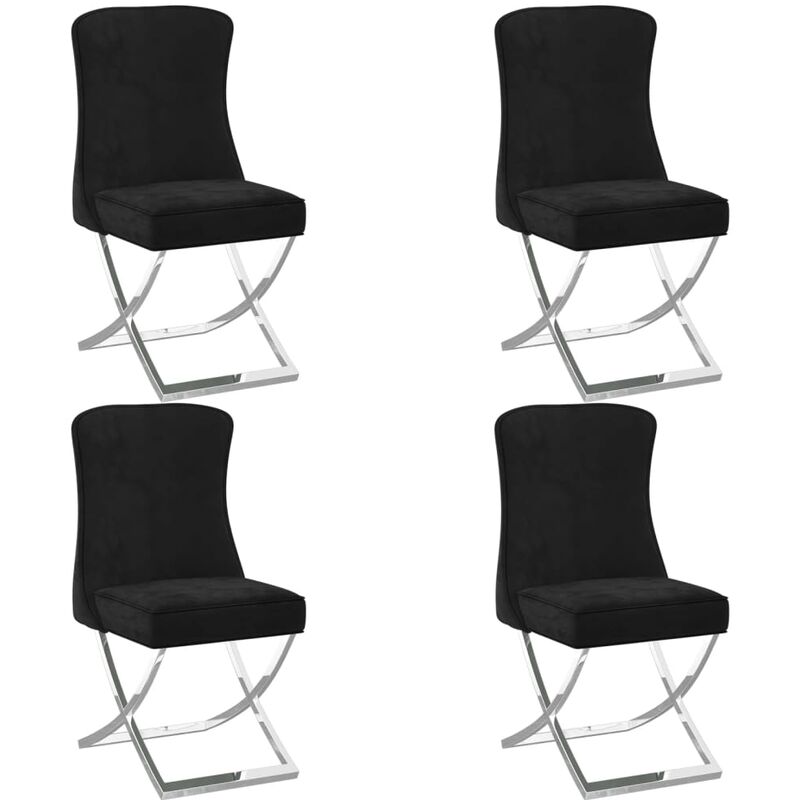 

Sillas de comedor terciopelo acero inox 53x52x98 cm negro 4 uds - Negro - Vidaxl