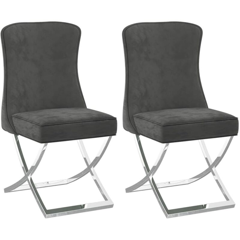 

Sillas de comedor terciopelo acero inox 53x52x98 cm gris 2 uds - Gris - Vidaxl