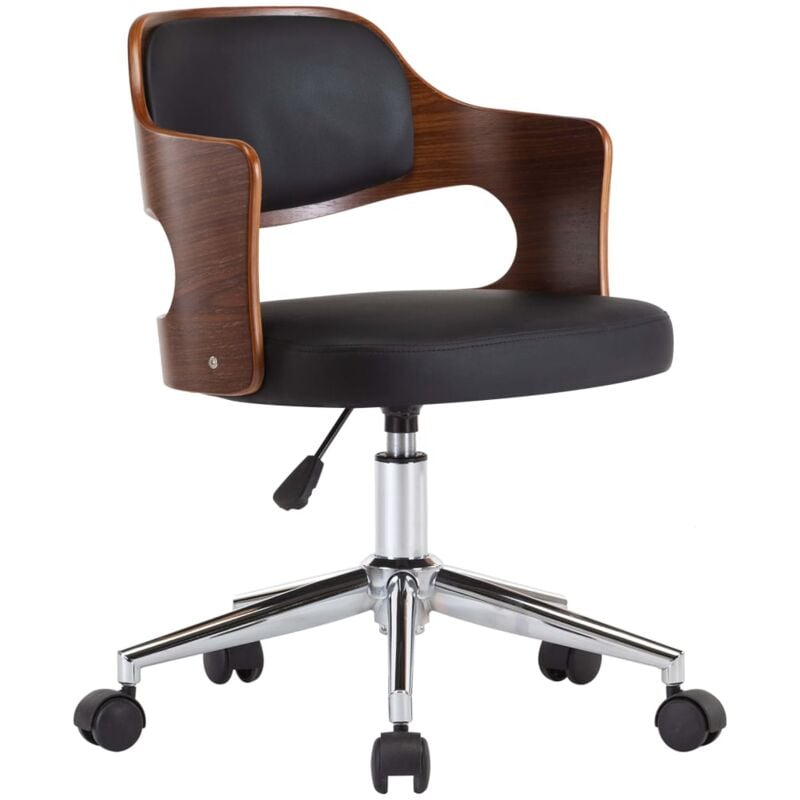 

vidaXL Silla de Comedor Giratoria Madera Curvada Cuero Sintético Negro - Negro