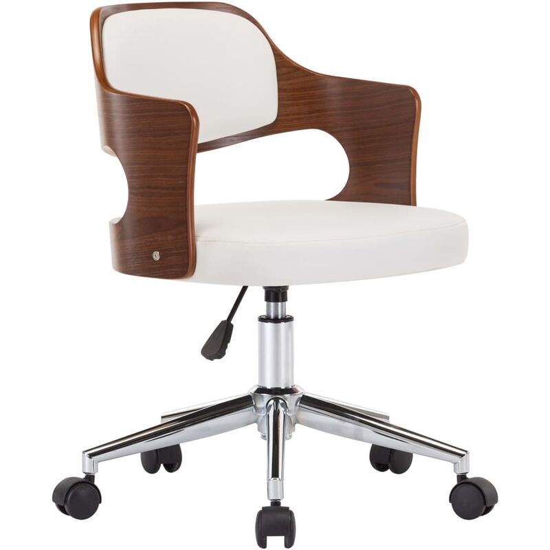 

vidaXL Silla de Comedor Giratoria Madera Curvada Cuero Sintético Blanco - Blanco