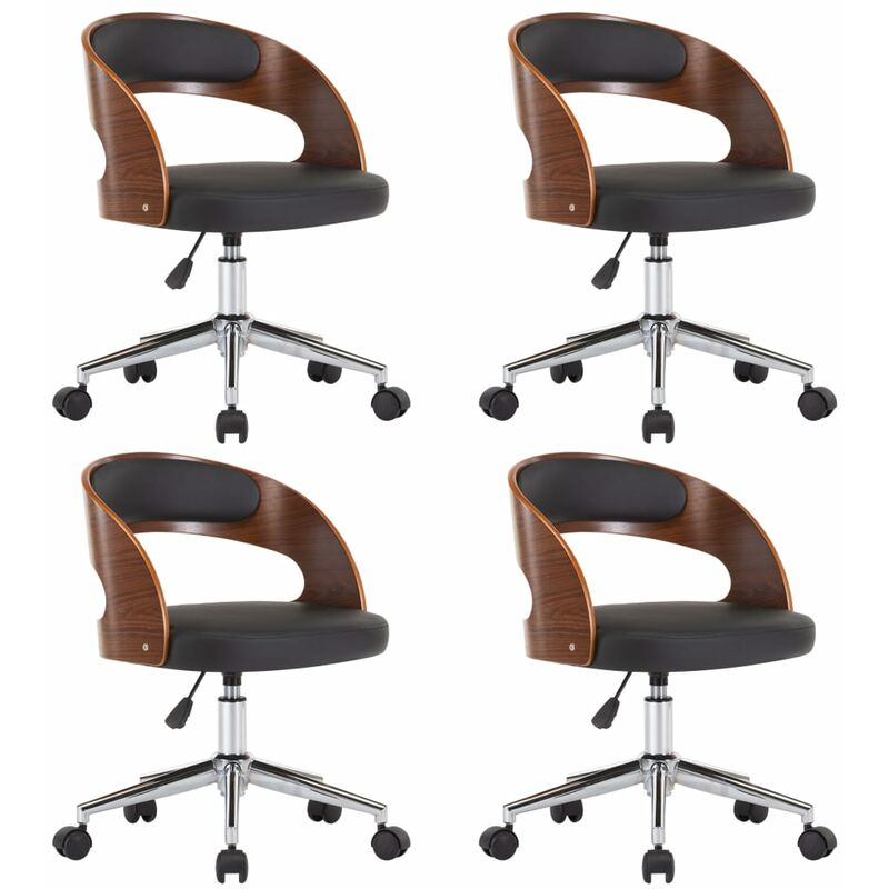 

Silla de Comedor Giratoria 4 Unidades Madera Curvada Cuero Negro - Negro - Vidaxl