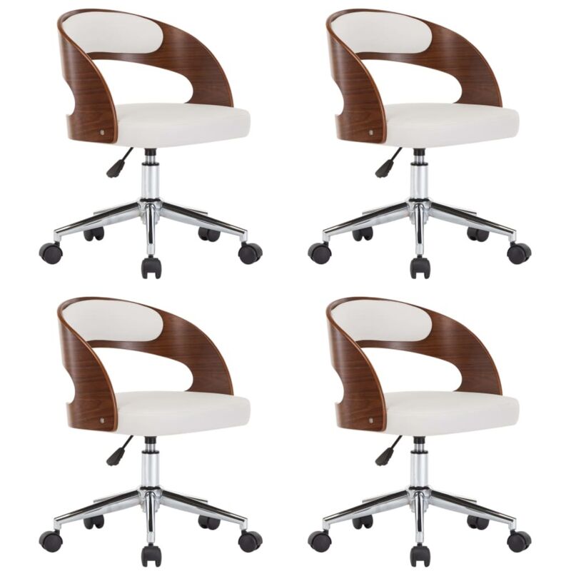 

Silla de Comedor Giratoria 4 Unidades Madera Curvada Cuero Blanco - Blanco - Vidaxl